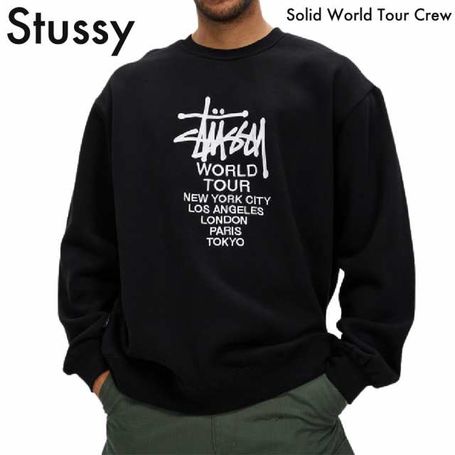 Stussy スウェット ステューシー Solid World Tour Crew 刺繍ロゴ ...