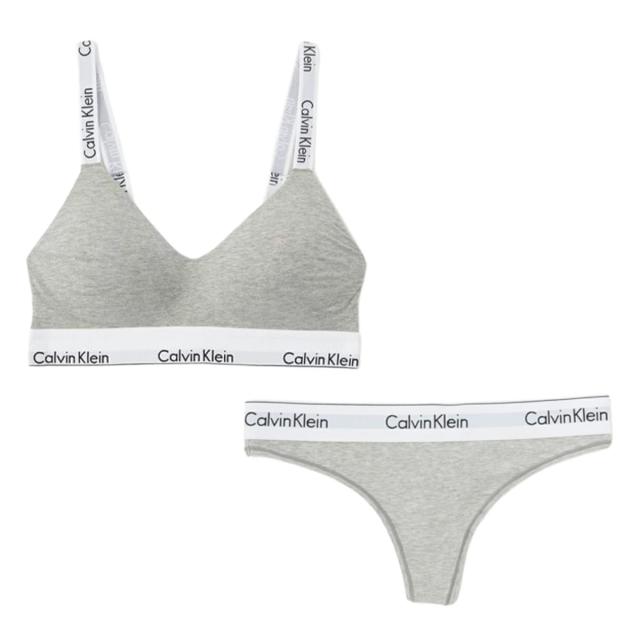 カルバンクライン レディース 下着 ブラ&Tバック ショーツ Calvin Klein 上下セット ライトリーブラレット コットン セットアップ パッド入り アンダーウエア インナー 女性 パンツ QF7059 F3786 ユ00582_4