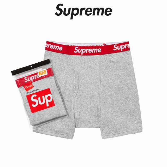 シュプリーム 2枚パック ボクサーパンツ Supreme Hanes Boxer Briefs (2 Pack) ヘインズ グレー 下着 ロゴ メンズ  正規品 [衣類] ユ00582｜au PAY マーケット