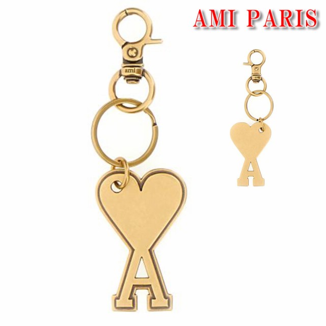 AMI Paris キーホルダー アミ パリス メタリック ロゴチャーム ポリッシュ仕上げ キーリング キーチェーン AMI ALEXANDRE メンズ レディ