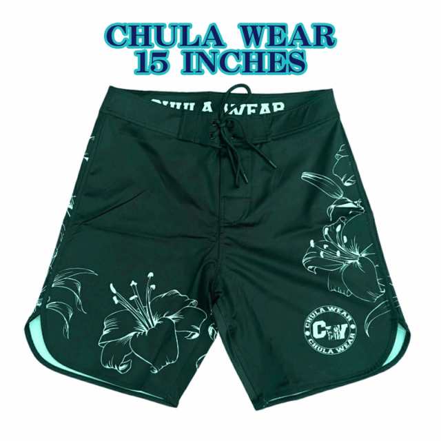 チュラウェア サーフパンツ CHULA WEAR ステージ ショーツ 水着 FLOURISH 15 INCHES Blackハーフパンツ 短パン フィジーカー 大会 メンズ