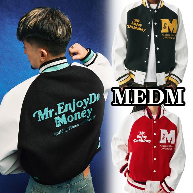 MEDM ミスターエンジョイダマネー スタジャン ロゴ  ジャケット アウター アメリカン ストリート ヒップホップ トレンド コーチジャケット 刺繍 長袖 トップス メンズ レディース ユニセックス[衣類]ユ00572