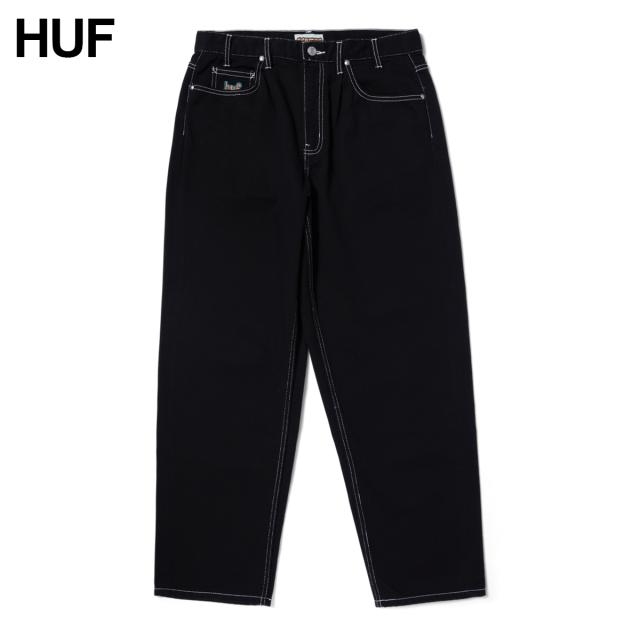 ハフ デニム パンツ HUF CROMER PANT BLACK WHITE ジーンズ オーバーサイズ スケーター ストリート系 スケートボード 人気 メンズ 正規品 PT00242 [衣類] ユ00572