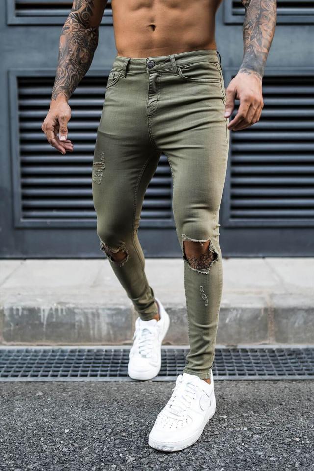 SINNERS ATTIRE シナーズアタイア デニム  DESTROYED JEANS KHAKI ジーンズ パンツ ストレッチデニム 新作 メンズの通販は