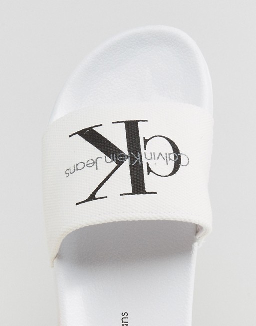 calvin klein viggo logo sliders in white