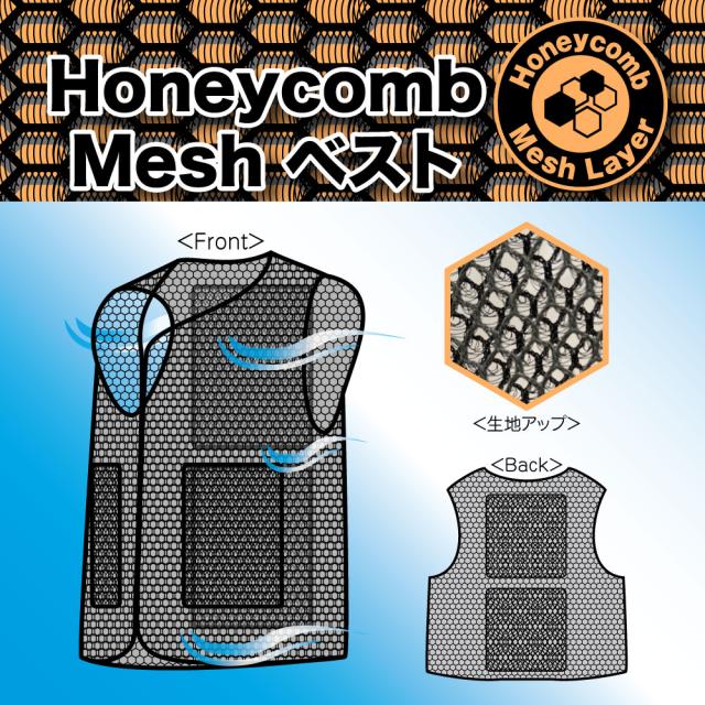 冷却ベスト ハニカム構造 メッシュ M L LL 3L 4L 暑さ対策 熱中症対策 