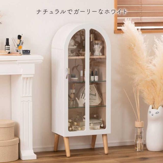 コレクションシェルフ 収納棚 扉付き ラック 4段 高さ調節 コレクションケース フィギュアケース ガラス 縦長 おしゃれ ナチュラル ガーリー シンプル 北欧 木製 化粧品 アクセサリー オタク 推し活 グッズ 収納ケース ガラスケース ディスプレイ 小物入れ ブラック ホワイト_10
