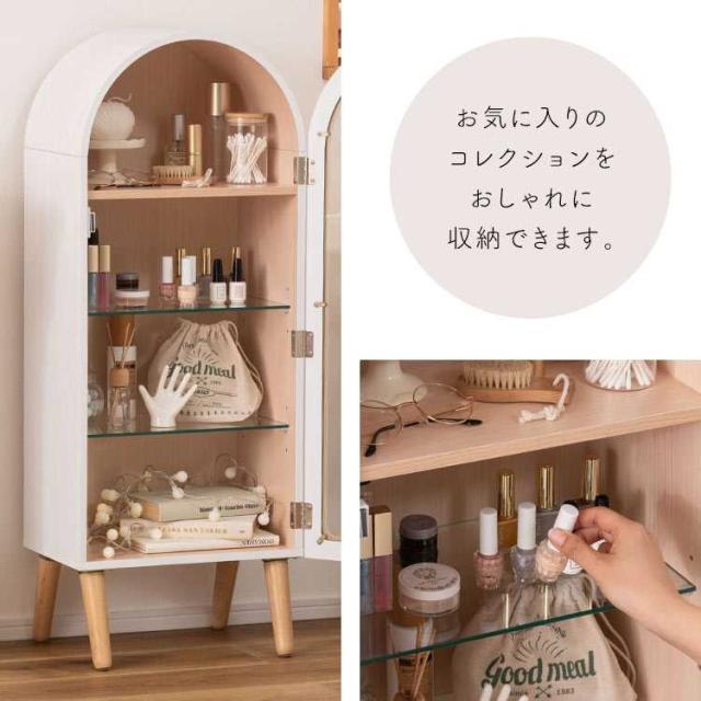 コレクションシェルフ 収納棚 扉付き ラック 4段 高さ調節 コレクションケース フィギュアケース ガラス 縦長 おしゃれ ナチュラル ガーリー シンプル 北欧 木製 化粧品 アクセサリー オタク 推し活 グッズ 収納ケース ガラスケース ディスプレイ 小物入れ ブラック ホワイト_11