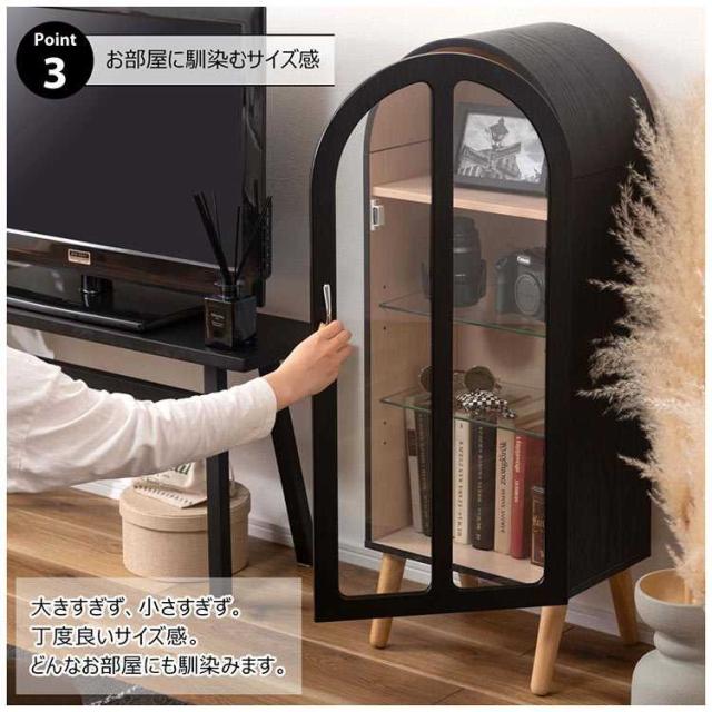 コレクションシェルフ 収納棚 扉付き ラック 4段 高さ調節 コレクションケース フィギュアケース ガラス 縦長 おしゃれ ナチュラル ガーリー シンプル 北欧 木製 化粧品 アクセサリー オタク 推し活 グッズ 収納ケース ガラスケース ディスプレイ 小物入れ ブラック ホワイト_4