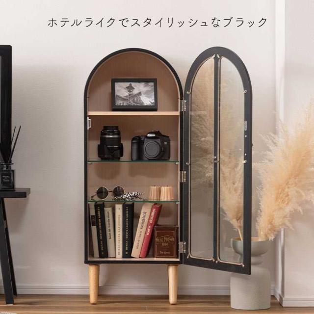 コレクションシェルフ 収納棚 扉付き ラック 4段 高さ調節 コレクションケース フィギュアケース ガラス 縦長 おしゃれ ナチュラル ガーリー シンプル 北欧 木製 化粧品 アクセサリー オタク 推し活 グッズ 収納ケース ガラスケース ディスプレイ 小物入れ ブラック ホワイト_8