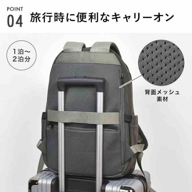 リュック アネロ anello レディース メンズ 通勤 軽量 リュックサック 16L A4 1泊 2泊 旅行 撥水 大容量 バッグパック 大人 おしゃれ シンプル JASPER ジャスパー 多機能 キャリーオン 背面ファスナー ポケット 多い 機内持ち込み 通学 出張 黒 ブラック グレー ネイビー_6