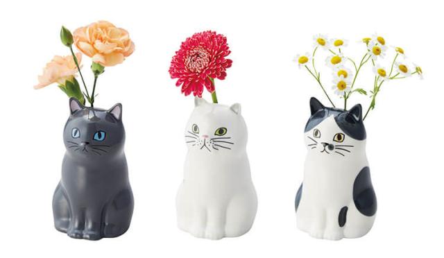 花瓶 一輪挿し 陶器 ペン立て おしゃれ 動物 猫 アニマル ペンスタンド