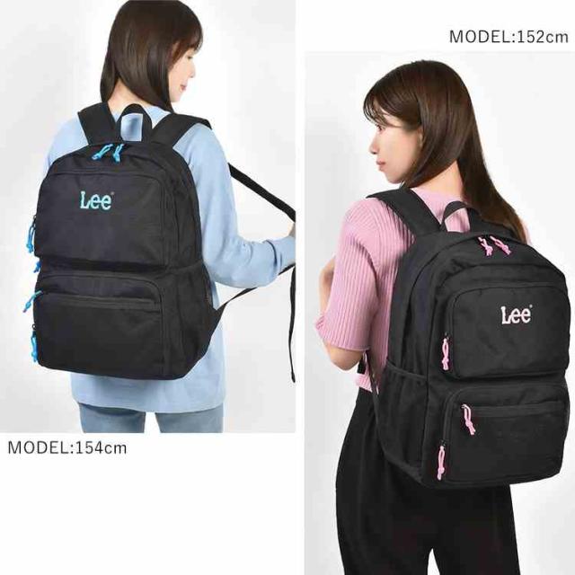 Lee リュック 大容量 33L 推し活 バッグ レディース メンズ 通学 高校生 中学生 B4対応 PC収納 タブレット対応 撥水 バックパック リュックサック 多収納 チェストベルト付き 背面メッシュ 推しカラー 赤 青 ピンク 白 黒 ブラック シンプル ワンポイント カジュアル リー_6