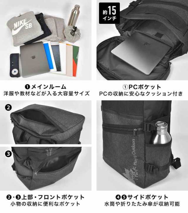 リュック LOGOS ロゴス メンズ 大容量 通勤 通学 旅行 ボックス