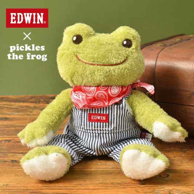 ぬいぐるみ かえるのピクルス エドウィン コラボ EDWIN かえる カエルのピクルス ぬい撮り ビーンドール オーバーオール 人形  picklesthe｜au PAY マーケット