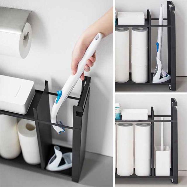 隠せるトイレ引き出し収納 山崎実業 タワー トイレラック スリム 収納 棚 隙間収納 引き出し 薄型 ストッカー 12ロール 収納ボックス tower 掃除道具 入れ 省スペース ホワイト ブラック 1426 1427 おしゃれ スタイリッシュ シンプル 幅14cm 飾り棚 トイレ用品_12