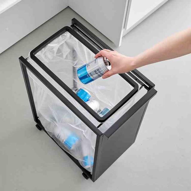 山崎実業 スリム目隠しダストワゴン タワー 45L 公式 tower 10641 10642 ホワイト ブラック ゴミ箱 キッチン ごみ箱 ダストボックス ゴミ袋ホルダー ゴミ袋スタンド キャスター付き 大容量 スタイリッシュ シンプル おしゃれ 省スペース スリム 目隠し 取っ手付き 正規品_10