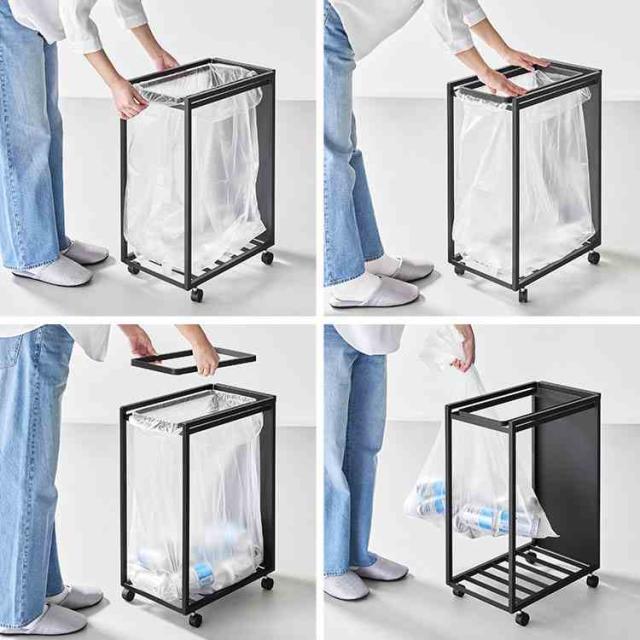 山崎実業 スリム目隠しダストワゴン タワー 45L 公式 tower 10641 10642 ホワイト ブラック ゴミ箱 キッチン ごみ箱 ダストボックス ゴミ袋ホルダー ゴミ袋スタンド キャスター付き 大容量 スタイリッシュ シンプル おしゃれ 省スペース スリム 目隠し 取っ手付き 正規品_12