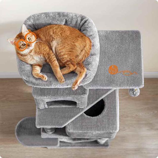 キャットタワー おしゃれ 据え置き 猫タワー 大型猫 スリム ハンモック