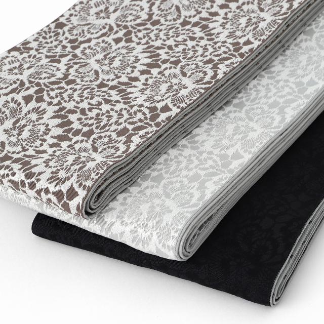 【アリッサム】ホワイト・刺繍レースの半幅帯 レース半幅帯 刺繍モチーフ 白とベビーピンク✳︎繊細なお花モチーフと