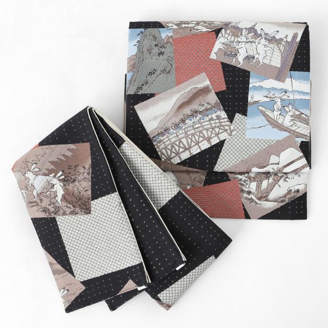 着物 作り帯 たゆたふ ワンタッチ京袋帯 お太鼓 猫 作り帯 ワンタッチ帯 [