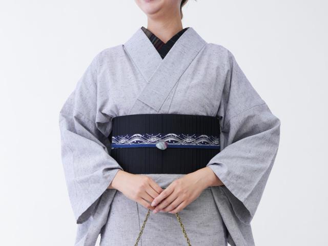 新 半幅帯 小袋帯 正絹 浴衣 着物 博多織 帯 水色 献上柄 通年
