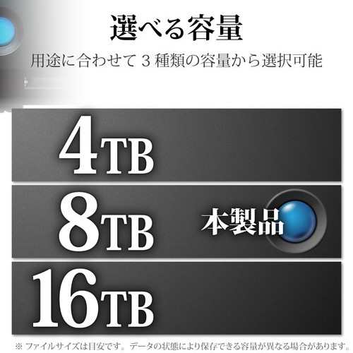 エレコム STHS8000800 外付けポータブルハードディスク HDD 3.5インチ 8TB USB3.0 / 2.0対応 高速データ転送