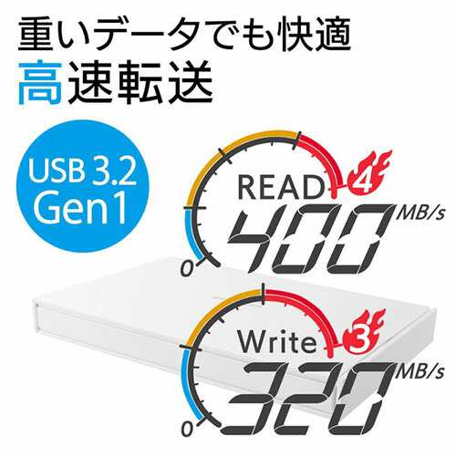エレコム ELECOM SSD 2TB 外付け ポータブル USB3.2(Gen1) 耐衝撃 耐