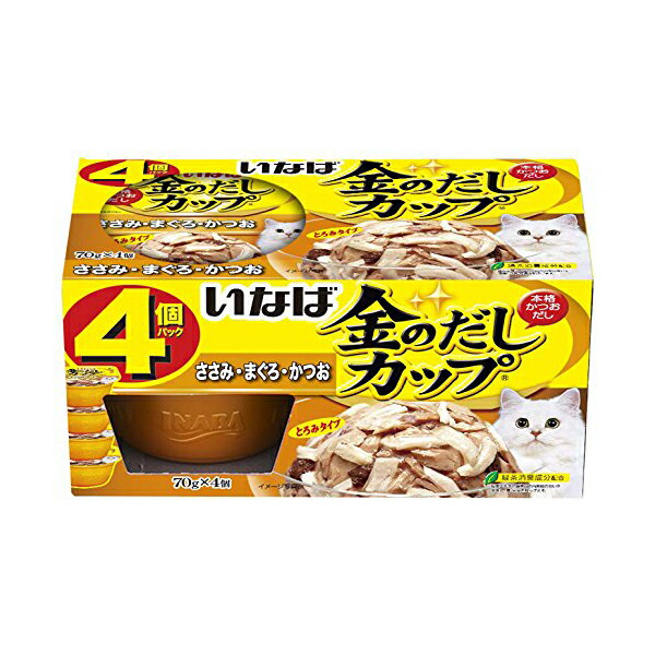 【12個セット】 いなば 金のだし 金のだしカップ4個パック ささみ･まぐろ･かつお 70g×4個 キャットフード 猫 ネコ ねこ キャット cat ニャンちゃん 7,426円