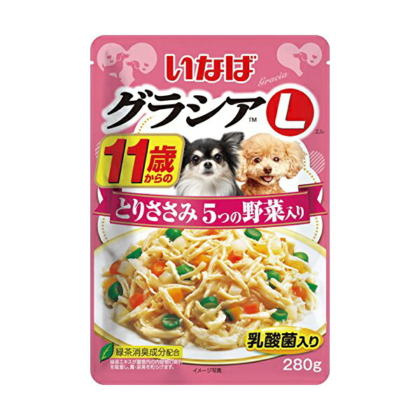 【24個セット】 いなば グラシアL 11歳からのとりささみ 5つの野菜入り 280g ドッグフード ドックフート 犬 イヌ いぬ ドッグ ドック dog ワンちゃん