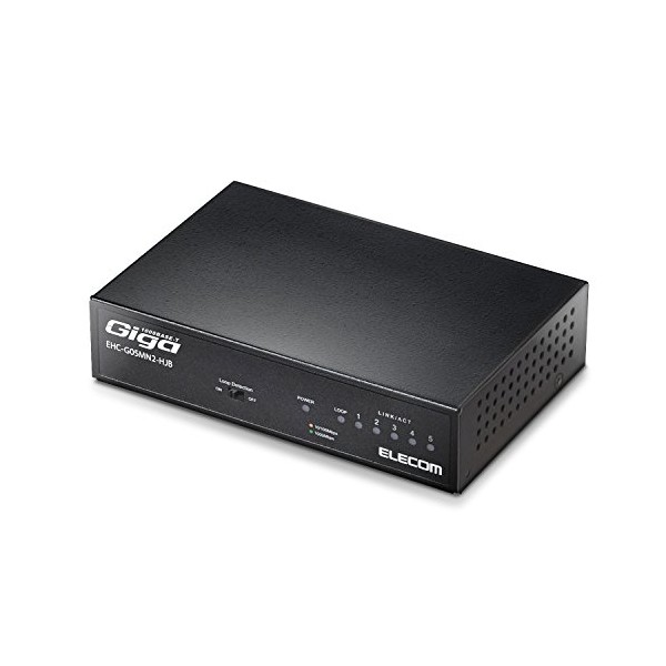 エレコム スイッチングハブ ギガビット 5ポート 金属筐体 マグネット付 電源内蔵 ブラック EHC-G05MN2-HJB Giga対応スイッチングHub 磁石付き / 電源内蔵モデル / EHC-G0 5m N2-HJB ELECOM 送料無料