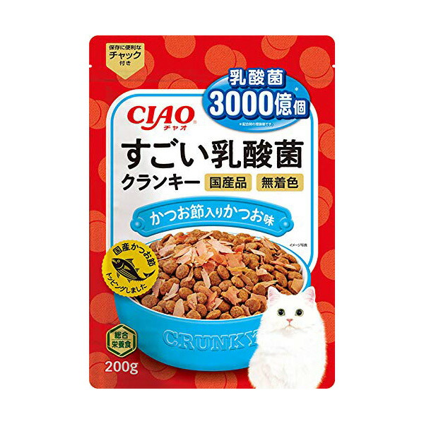 【12個セット】 いなばペットフード CIAOすごい乳酸菌クランキー かつお節入り かつお味200g 4,836円