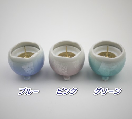 ほのか 九谷焼銀彩 ローソク立(単品) 家具調仏具 モダン仏具