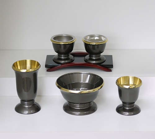 ゆうがお5点セット(メタルグレー)3.0 モダン仏具セット 家具調の通販は 17,750円