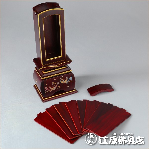 『最短3日で発送/文字入れ無料』優雅 鳳凰 紫檀 おしどり 回出/繰出 3.5寸 塗位牌 蒔絵位牌 モダン 家具調位牌の通販は