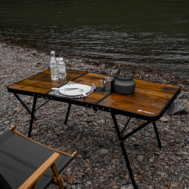 ヴィンテージウッド柄2WAYテーブル Lサイズ 高さ2段階変更可能 C7099