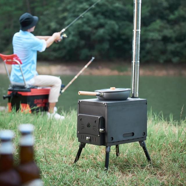 アウトドア薪ストーブ ねこ型ストーブ キャンピング野外ストーブ 薪