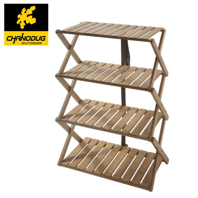 CHANODUG オープンバンブー４段ラック ウッドラック アウトドア木製ラックの通販は 5,800円