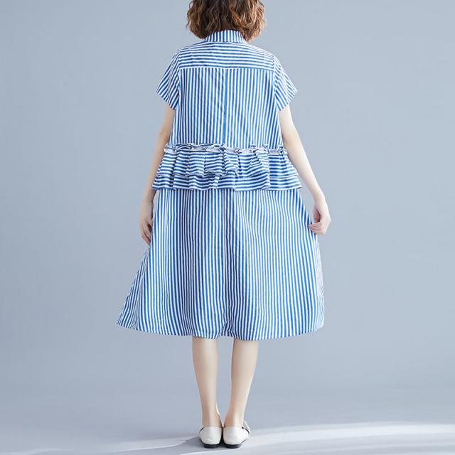 ロングシャツ ワンピース ストライプ シャツワンピース レディース ストライプ 夏 ロングワンピース 半袖 体型カバー ロング丈 大きいサの通販はau Pay マーケット Gabrics