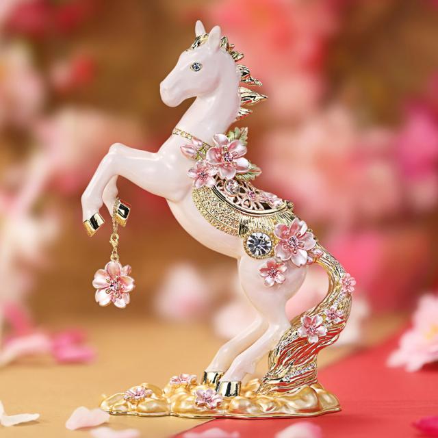 【正規品】＜桜天馬＞午年 馬 干支の置物 大きいタイプ さくら インテリア雑貨 玄関 金属 白馬 2026年 桜 東京銀座PICALS 東京銀座ピカルス ピィアース EX633-1