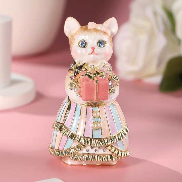 エナメル ジュエリーボックス 装飾 小物入れ 猫ちゃん 5点セット ルル・キャンディ(プレゼント) 商標登録済み 猫 ネコ ジュエリー