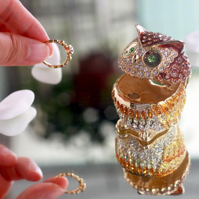 リーフクリスタルオウル ジュエリーボックス フクロウ ふくろう 梟