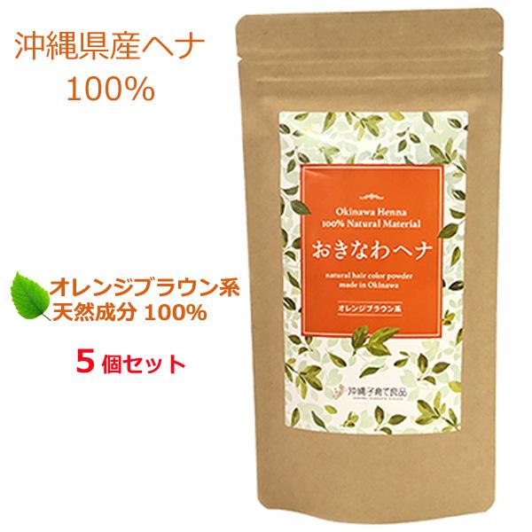 白髪染めヘアカラー 女性 メンズ トリートメント おきなわヘナ オレンジブラウン 100g×5個 国産ヘナ100% 無添加白髪染め