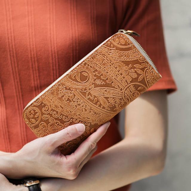 栃木レザー 長財布 メンズ レディース ラウンドファスナー ペイズリー ウォレット VINCENT CRAFTED (ヴィンセントクラフテッド) オリジナル ブランド DIEGO 日本製 ロングウォレット 本革 レザー 財布 革小物 ヌメ