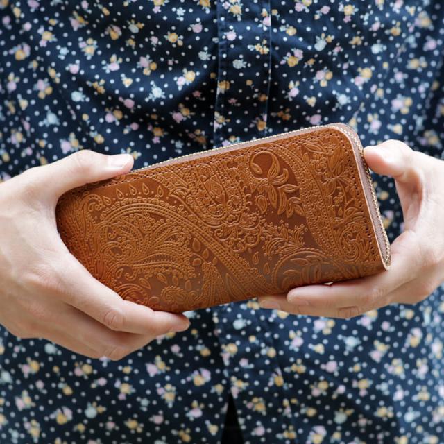 栃木レザー 長財布 メンズ レディース ラウンドファスナー ペイズリー ウォレット VINCENT CRAFTED (ヴィンセントクラフテッド) オリジナル ブランド DIEGO 日本製 ロングウォレット 本革 レザー 財布 革小物 オーク