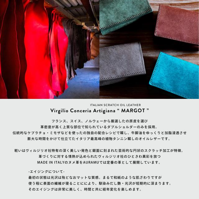 AURAMU 日本製 イタリアンスクラッチ オイルレザー 2つ折り財布 ビル