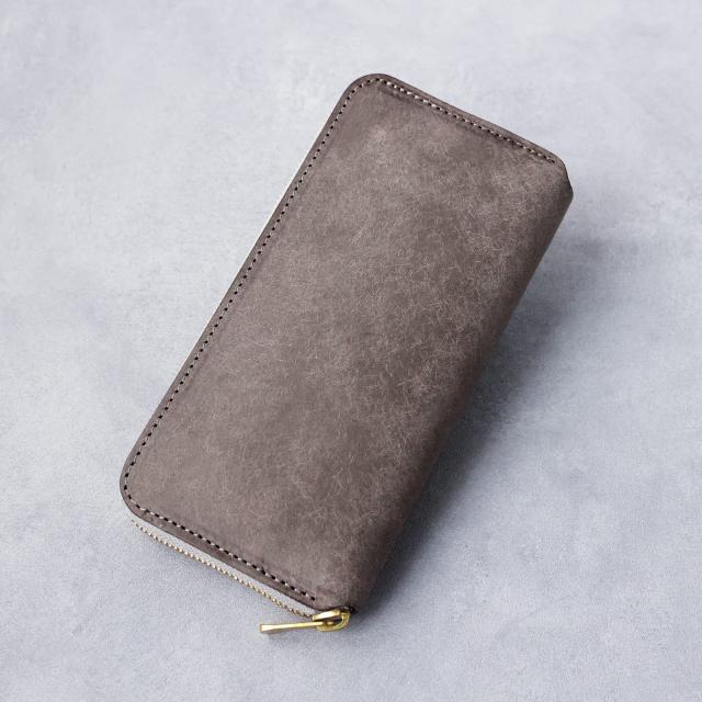 AURAMU 日本製 イタリアンスクラッチ オイルレザー ラウンドファスナー