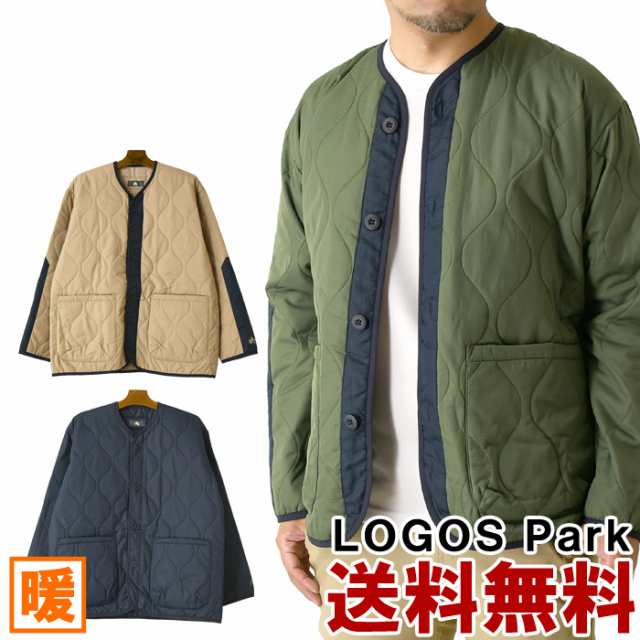 LOGOS Park ロゴス ノーカラー カーディガン メンズ ひょうたんキルト 中綿 アウトドア ブランド 暖か アウター サスティナブル  送料無料｜au PAY マーケット