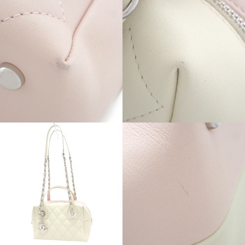 CHANEL(シャネル) マトラッセ バイカラー チェーンショルダーバッグ ショルダーバッグ 2way 肩掛け ハンドバッグ レザー ホワイト白シロ の通販は