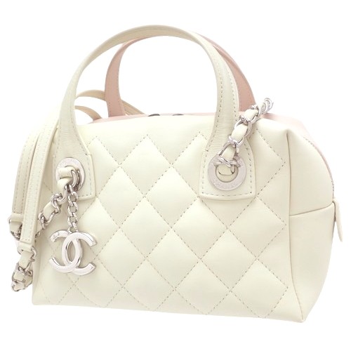 CHANEL(シャネル) マトラッセ バイカラー チェーンショルダーバッグ ショルダーバッグ 2way 肩掛け ハンドバッグ レザー ホワイト白シロ の通販は
